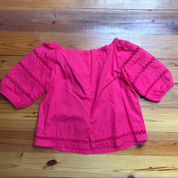 Crown & Ivy Fuschia Boho Peasant Top Bell Sleeves, EUC, M - Picture 14 of 15